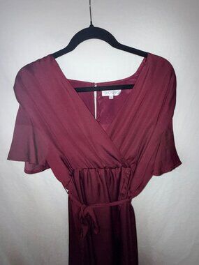 Showpo Maroon Tie Waist Wrap Dress